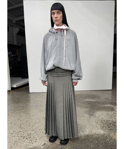OPEN Yy(オープンワイワイ)の「【Geek Office / ギークオフィス】OPEN YY Woven DOUBLE BELTED MAXI SKIRT(スカート・レディース・チャコールグレー・SMALL)」の2枚目の写真