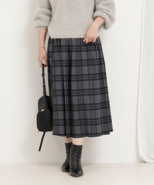 リバーシブルタフタスカート（チェック×ムジ）（スカート）｜MICO