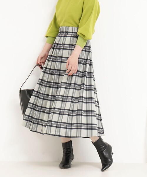 セール】リバーシブルタフタスカート（チェック×ムジ）（スカート