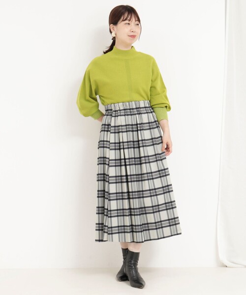 美品⚫︎シビラリモンタチェックスカートM シルクタフタタックスカート(ミモレ丈スカート) | Sybilla(シビラ