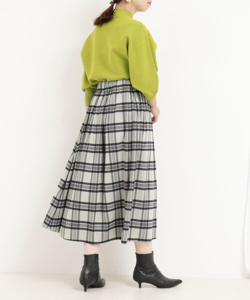 MICO COULIER（ミコクリエ）の「リバーシブルタフタスカート（チェック×ムジ）（スカート・レディース・ブルー系その他/ブラウン系その他・38/36）」の10枚目の写真