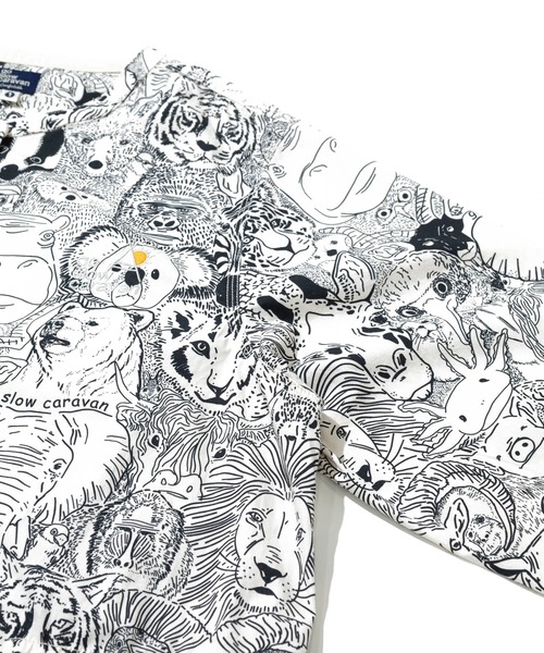 go slow caravan(ゴースローキャラバン)の「アニマル/ワッペン ノーカラーシャツワンピース W(シャツワンピース・レディース・ナチュラル/ダークグリーン・FREE)」の5枚目の写真