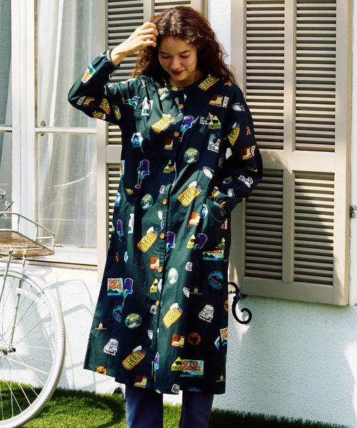 go slow caravan(ゴースローキャラバン)の「アニマル/ワッペン ノーカラーシャツワンピース W(シャツワンピース・レディース・ナチュラル/ダークグリーン・FREE)」の16枚目の写真