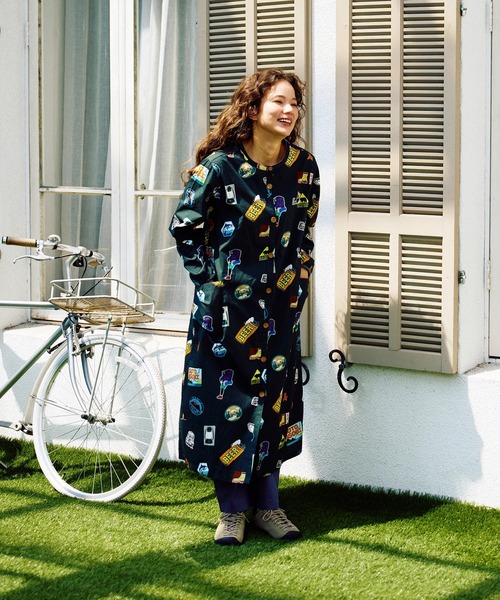 go slow caravan(ゴースローキャラバン)の「アニマル/ワッペン ノーカラーシャツワンピース W(シャツワンピース・レディース・ナチュラル/ダークグリーン・FREE)」の19枚目の写真