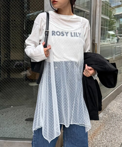 CIAOPANIC TYPY（チャオパニックティピー）の「■ドットチュールキャミチュニックワンピ（キャミソール・レディース・ブラック/ホワイト/ブラウン・ONE SIZE）」の6枚目の写真