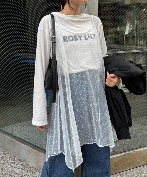 CIAOPANIC TYPY（チャオパニックティピー）の「■ドットチュールキャミチュニックワンピ（キャミソール・レディース・ブラック/ホワイト/ブラウン・ONE SIZE）」の7枚目の写真