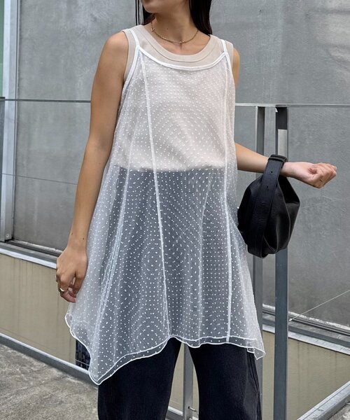 CIAOPANIC TYPY（チャオパニックティピー）の「■ドットチュールキャミチュニックワンピ（キャミソール・レディース・ブラック/ホワイト/ブラウン・ONE SIZE）」の18枚目の写真