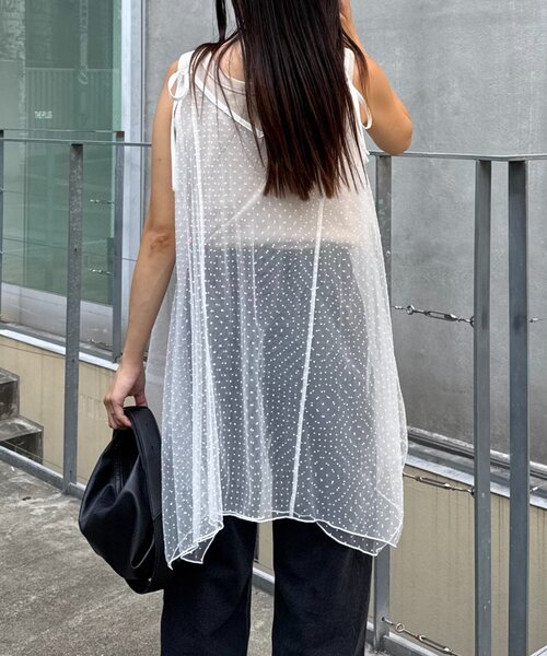 CIAOPANIC TYPY（チャオパニックティピー）の「■ドットチュールキャミチュニックワンピ（キャミソール・レディース・ブラック/ホワイト/ブラウン・ONE SIZE）」の8枚目の写真