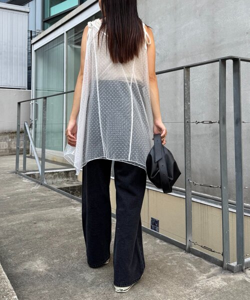 CIAOPANIC TYPY（チャオパニックティピー）の「■ドットチュールキャミチュニックワンピ（キャミソール・レディース・ブラック/ホワイト/ブラウン・ONE SIZE）」の10枚目の写真