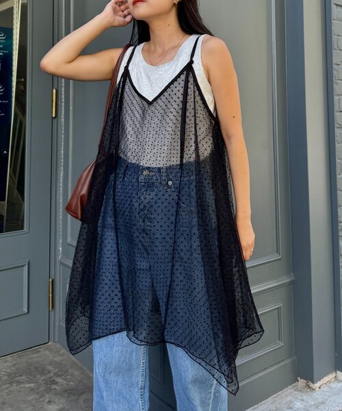 CIAOPANIC TYPY（チャオパニックティピー）の「■ドットチュールキャミチュニックワンピ（キャミソール・レディース・ブラック/ホワイト/ブラウン・ONE SIZE）」の17枚目の写真