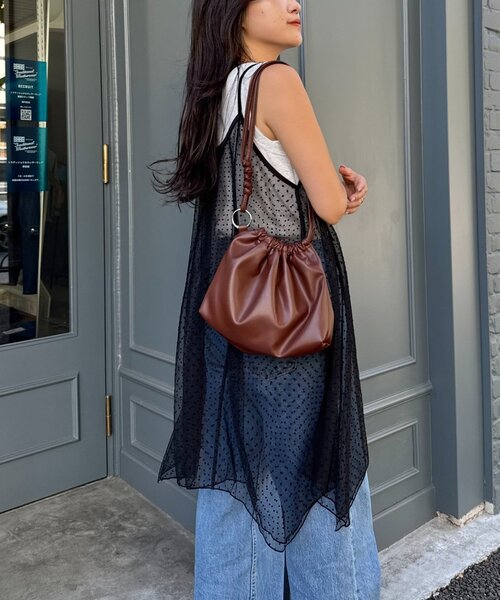 CIAOPANIC TYPY（チャオパニックティピー）の「■ドットチュールキャミチュニックワンピ（キャミソール・レディース・ブラック/ホワイト/ブラウン・ONE SIZE）」の14枚目の写真