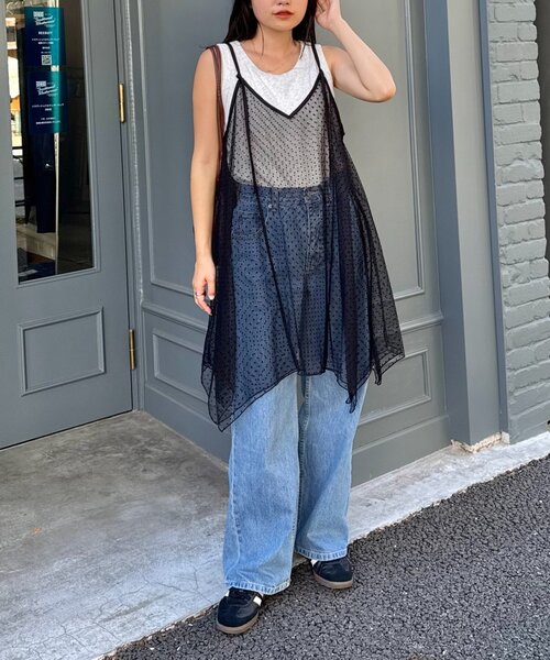 CIAOPANIC TYPY（チャオパニックティピー）の「■ドットチュールキャミチュニックワンピ（キャミソール・レディース・ブラック/ホワイト/ブラウン・ONE SIZE）」の22枚目の写真