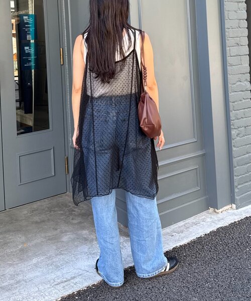 CIAOPANIC TYPY（チャオパニックティピー）の「■ドットチュールキャミチュニックワンピ（キャミソール・レディース・ブラック/ホワイト/ブラウン・ONE SIZE）」の21枚目の写真