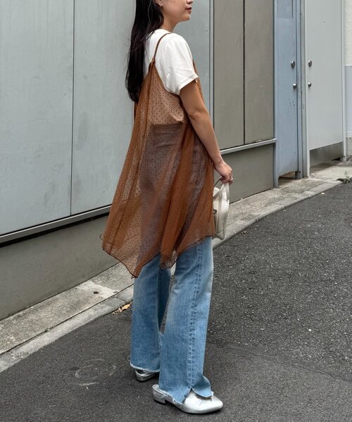 CIAOPANIC TYPY（チャオパニックティピー）の「■ドットチュールキャミチュニックワンピ（キャミソール・レディース・ブラック/ホワイト/ブラウン・ONE SIZE）」の16枚目の写真