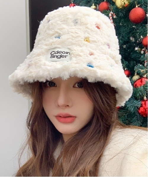 Burner（バーナー）の「【OKUOKU　0909】カラフル ファーバケットハット oku-bosi-23（ハット・レディース・ブラック/ベージュ/ホワイト・FREE）」の2枚目の写真