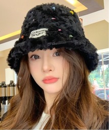 【OKUOKU　0909】カラフル ファーバケットハット oku-bosi-23