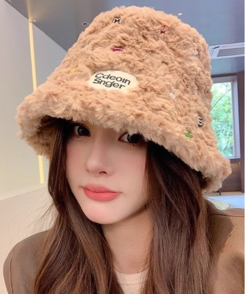 Burner（バーナー）の「【OKUOKU　0909】カラフル ファーバケットハット oku-bosi-23（ハット・レディース・ブラック/ベージュ/ホワイト・FREE）」の4枚目の写真