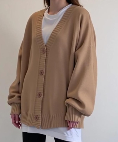 cammie(キャミー)の「ロールアップスリーブオーバーサイズカーディガン(カーディガン/ボレロ・レディース・ベージュ/ブラック/オフホワイト・F)」の6枚目の写真