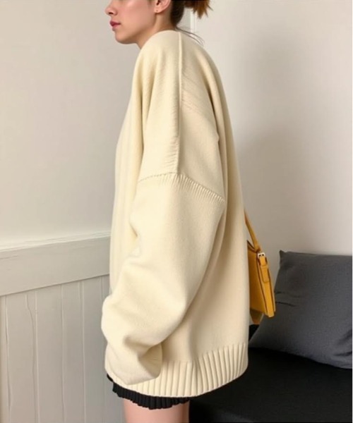 cammie(キャミー)の「ロールアップスリーブオーバーサイズカーディガン(カーディガン/ボレロ・レディース・ベージュ/ブラック/オフホワイト・F)」の11枚目の写真
