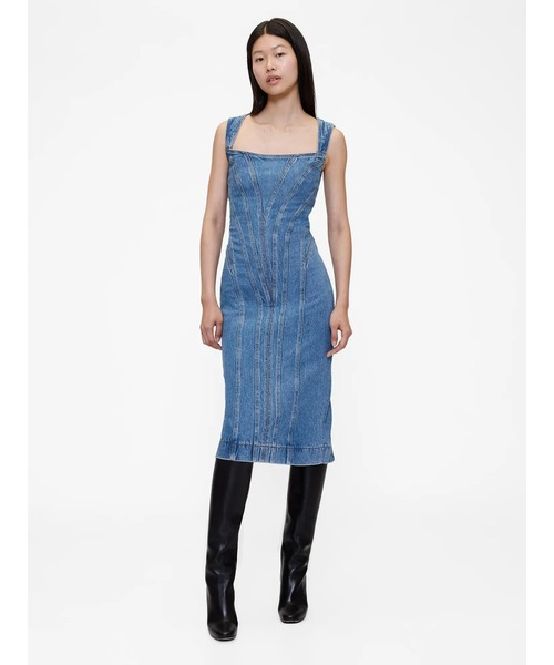 sheller シェリエ　ジップ　デニム　ミディ　ドレス　ワンピース sheller シェリエ ジップ デニム ミディ ドレス ワンピース