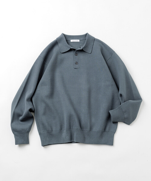 ウォッシャブル スウェットライク ポロカラーニット/静電気ケア