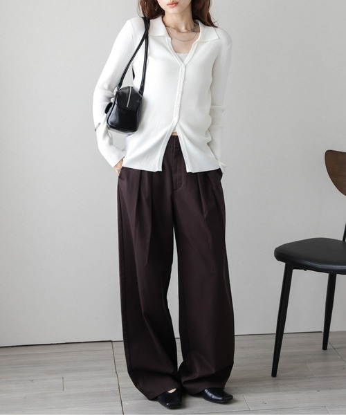 AMELY(エミリー)の「スキッパーデザインリブニットカーディガン(カーディガン/ボレロ・レディース・グレー/ブラック/モカ/ホワイト・フリー)」の5枚目の写真