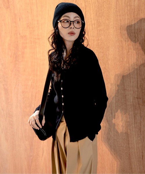 AMELY(エミリー)の「スキッパーデザインリブニットカーディガン(カーディガン/ボレロ・レディース・グレー/ブラック/モカ/ホワイト・フリー)」の11枚目の写真