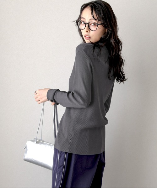 AMELY(エミリー)の「スキッパーデザインリブニットカーディガン(カーディガン/ボレロ・レディース・グレー/ブラック/モカ/ホワイト・フリー)」の12枚目の写真