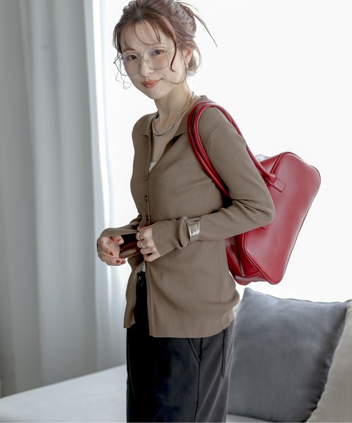 AMELY(エミリー)の「スキッパーデザインリブニットカーディガン(カーディガン/ボレロ・レディース・グレー/ブラック/モカ/ホワイト・フリー)」の16枚目の写真