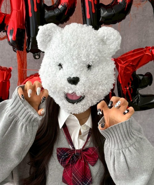 WEGO（ウィゴー）の「WEGO/ハロウィンアニマルフェイスマスク（コスチューム/パーティーグッズ・レディース・その他1/ホワイト/ブラウン・FREE）」の2枚目の写真
