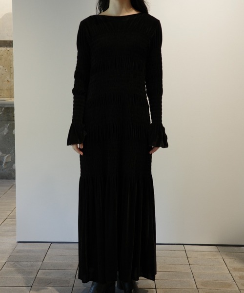 CLANE（クラネ）の「CLANE SHIRRING LONG ONEPIECE（ワンピース）」 - WEAR