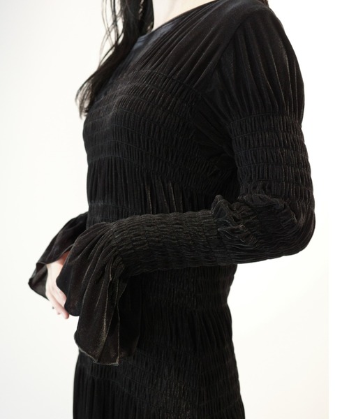 CLANE（クラネ）の「CLANE SHIRRING LONG ONEPIECE（ワンピース）」 - WEAR