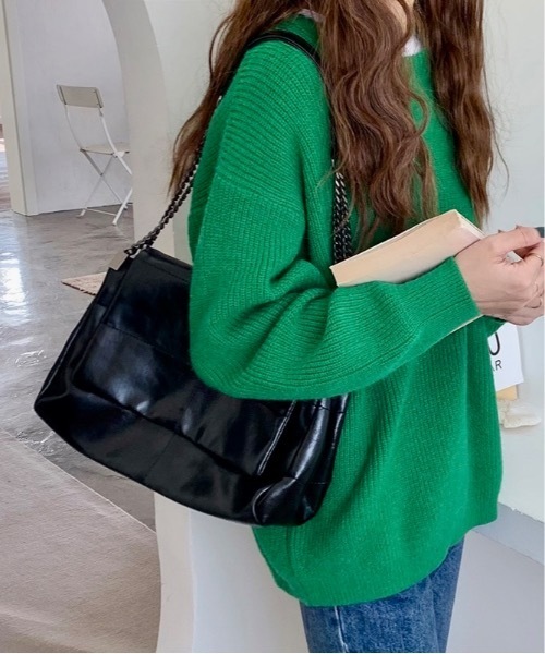 Burner(バーナー)の「【OKUOKU 0909】チェーンストラップ 大容量レザーショルダーバッグ oku-bag-32-28【RBTS】(ショルダーバッグ・レディース・ブラック・FREE)」の7枚目の写真