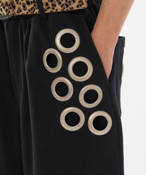 WISH FOR EVER(ウィッシュフォーエバー)の「EYELET DESIGN SWEAT PANTS / アイレットデザインスウェットパンツ(スウェットパンツ・メンズ・ピンク/グレー/ブラック・SMALL/LARGE/MEDIUM)」の6枚目の写真