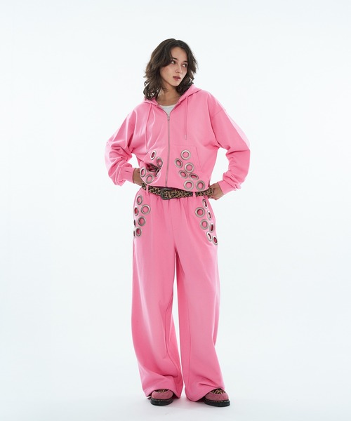 WISH FOR EVER(ウィッシュフォーエバー)の「EYELET DESIGN SWEAT PANTS / アイレットデザインスウェットパンツ(スウェットパンツ・メンズ・ピンク/グレー/ブラック・SMALL/LARGE/MEDIUM)」の14枚目の写真