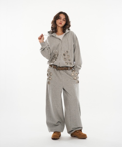 WISH FOR EVER(ウィッシュフォーエバー)の「EYELET DESIGN SWEAT PANTS / アイレットデザインスウェットパンツ(スウェットパンツ・メンズ・ピンク/グレー/ブラック・SMALL/LARGE/MEDIUM)」の22枚目の写真