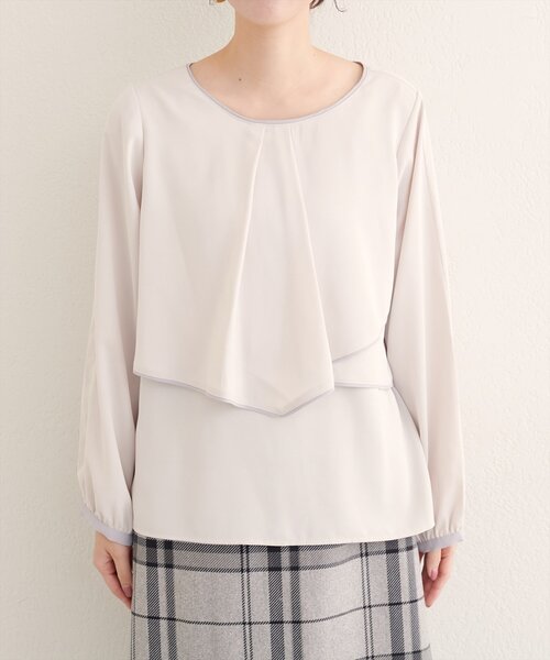 natural couture（ナチュラルクチュール）の「アシメパイピングボウブラウス（シャツ/ブラウス・レディース・ブラウン/ネイビー/グレイッシュベージュ/アイボリー・FREE）」の12枚目の写真