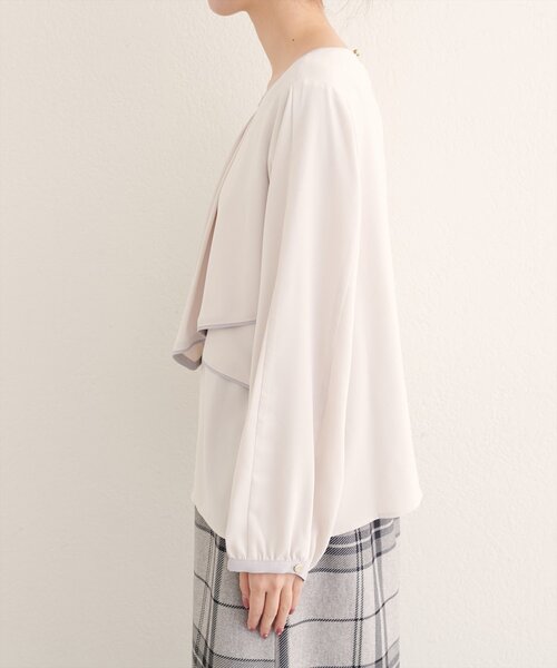 natural couture（ナチュラルクチュール）の「アシメパイピングボウブラウス（シャツ/ブラウス・レディース・ブラウン/ネイビー/グレイッシュベージュ/アイボリー・FREE）」の8枚目の写真