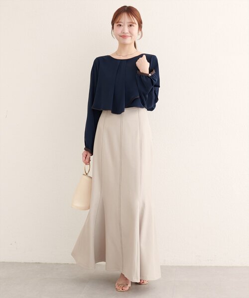 natural couture（ナチュラルクチュール）の「アシメパイピングボウブラウス（シャツ/ブラウス・レディース・ブラウン/ネイビー/グレイッシュベージュ/アイボリー・FREE）」の21枚目の写真