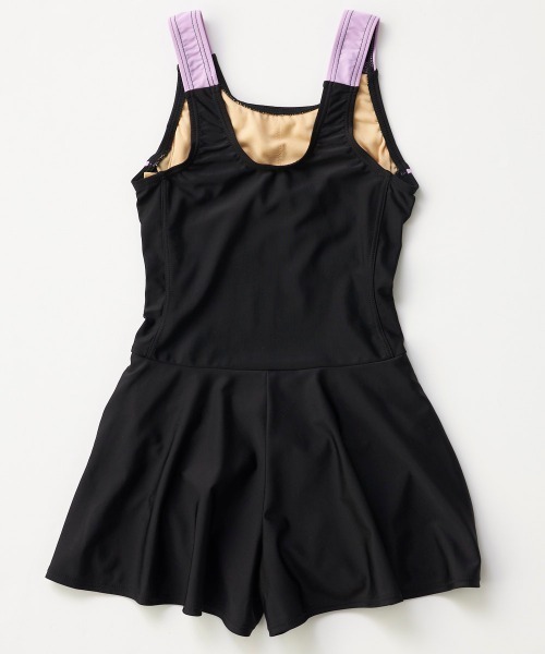 OP/RUSTY（オーピー/ラスティー）の「【ノーブランド】スクール水着 キッズ キュロットワンピース水着 Aラインワンピース スイミング  日焼け対策 UVカット ストレッチ素材（水着・キッズ・ネイビー/サックスブルー/ネイビー×ホワイト/ブラック×パープル・130/140/150/160/170）」の5枚目の写真