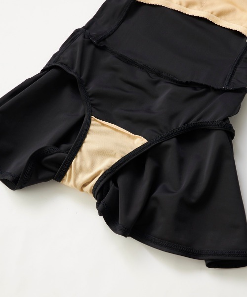 OP/RUSTY（オーピー/ラスティー）の「【ノーブランド】スクール水着 キッズ キュロットワンピース水着 Aラインワンピース スイミング  日焼け対策 UVカット ストレッチ素材（水着・キッズ・ネイビー/サックスブルー/ネイビー×ホワイト/ブラック×パープル・130/140/150/160/170）」の7枚目の写真