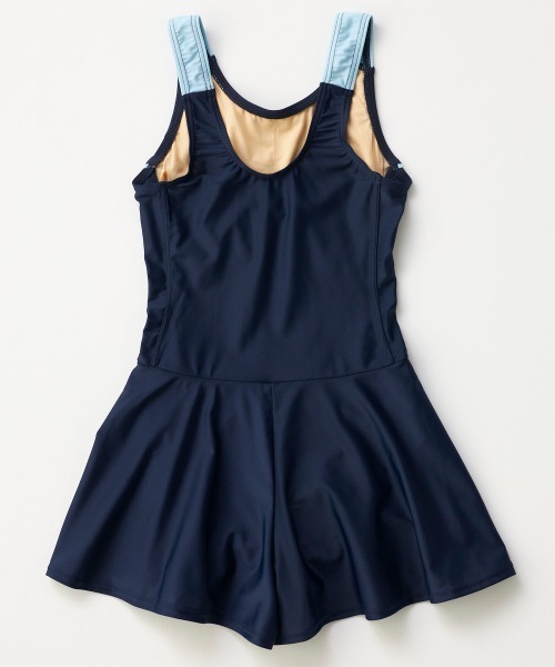 OP/RUSTY（オーピー/ラスティー）の「【ノーブランド】スクール水着 キッズ キュロットワンピース水着 Aラインワンピース スイミング  日焼け対策 UVカット ストレッチ素材（水着・キッズ・ネイビー/サックスブルー/ネイビー×ホワイト/ブラック×パープル・130/140/150/160/170）」の8枚目の写真