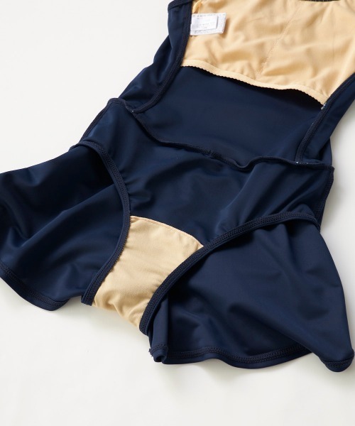 OP/RUSTY（オーピー/ラスティー）の「【ノーブランド】スクール水着 キッズ キュロットワンピース水着 Aラインワンピース スイミング  日焼け対策 UVカット ストレッチ素材（水着・キッズ・ネイビー/サックスブルー/ネイビー×ホワイト/ブラック×パープル・130/140/150/160/170）」の10枚目の写真