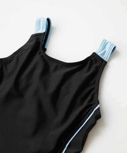 OP/RUSTY（オーピー/ラスティー）の「【ノーブランド】スクール水着 キッズ キュロットワンピース水着 Aラインワンピース スイミング  日焼け対策 UVカット ストレッチ素材（水着・キッズ・ネイビー/サックスブルー/ネイビー×ホワイト/ブラック×パープル・130/140/150/160/170）」の13枚目の写真