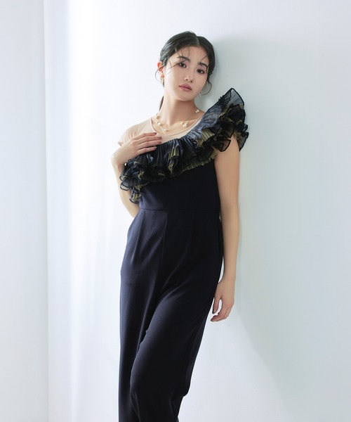 darial（ダリアル）の「【darial】tule motif pants dress チュール モチーフ パンツドレス（パンツドレス・レディース・ネイビー/ミント/ブラック・S/M/L）」の3枚目の写真