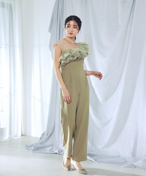 darial（ダリアル）の「【darial】tule motif pants dress チュール モチーフ パンツドレス（パンツドレス・レディース・ネイビー/ミント/ブラック・S/M/L）」の2枚目の写真