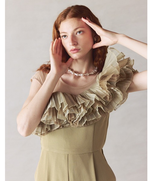 darial（ダリアル）の「【darial】tule motif pants dress チュール モチーフ パンツドレス（パンツドレス・レディース・ネイビー/ミント/ブラック・S/M/L）」の8枚目の写真