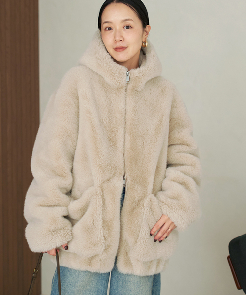 plage（プラージュ）の「Vegancode / ヴィ―ガンコード FAUX FUR ブルゾン（その他アウター・レディース・カーキ/アイボリー・FREE）」の12枚目の写真