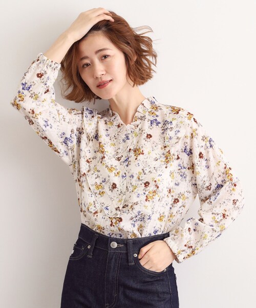 grove（グローブ）の「カスリフラワープリントブラウス（シャツ/ブラウス・レディース・モスグリーン系/アイボリー系・03/02/01/04/05）」の16枚目の写真