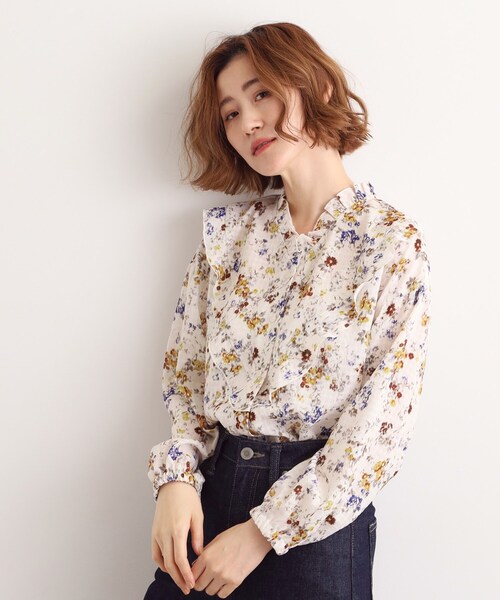grove（グローブ）の「カスリフラワープリントブラウス（シャツ/ブラウス・レディース・モスグリーン系/アイボリー系・03/02/01/04/05）」の15枚目の写真